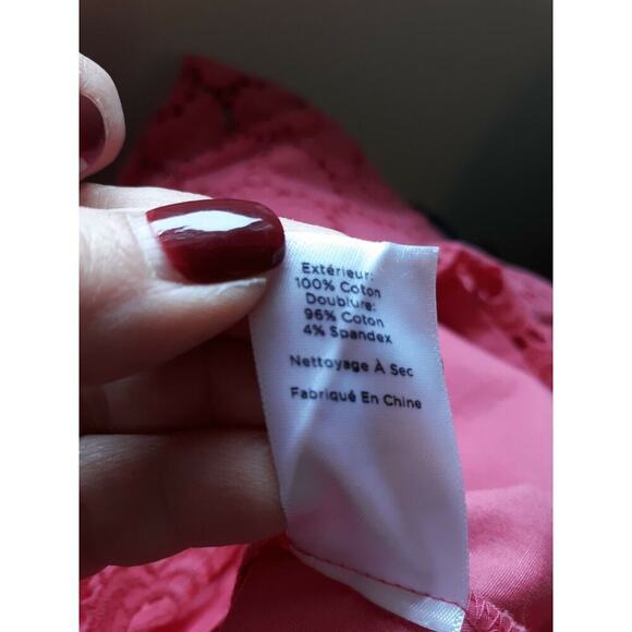 Talbots Pink Eyelet Sheath Dress Cotton Scalloped Hemline 3/4 sleeve Size 2 - Picture 9 of 10